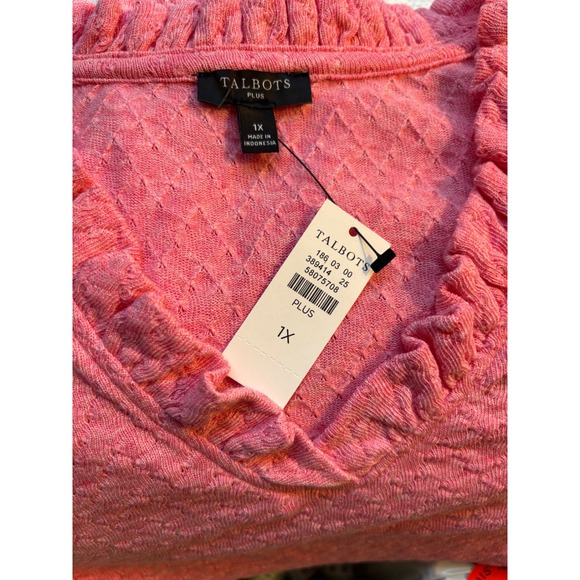 Talbots Pointelle V-Neck Pullover in Light Azalea Heather Size 1X NWT MSRP $85 - Picture 2 of 8
